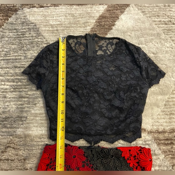 Black and Red Lace Two-Piece Dress - Picture 2 of 8